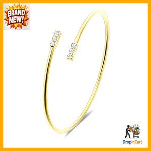 Lab Grown Diamond Bangle Bracelet Elegant Minimal Chic Gold Plated Silver
